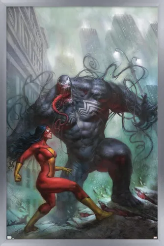 Miniatura 10 de Trends International Marvel Comics-Spider-Woman-Venom #161 - Póster de pared, 14.725 x 22.375 pulgadas, versión enmarcada de madera de granero