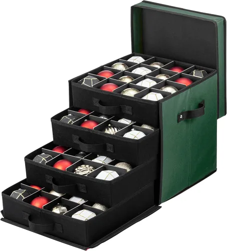 Miniatura 11 de Caja de almacenamiento grande de adornos navideños de alta calidad, con apertura lateral, bandejas estilo cajón, compartimento de 3 pulgadas, 8