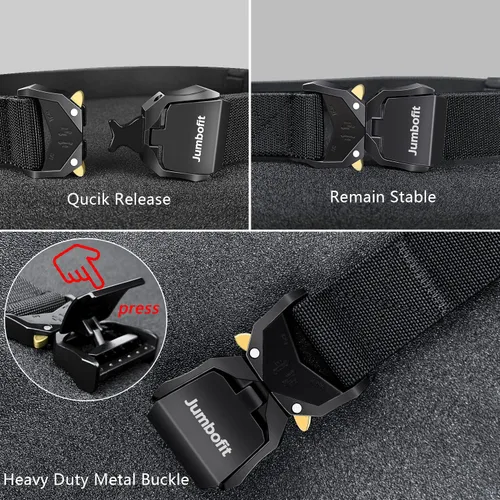 Miniatura 4 de Cinturón táctico para hombres y mujeres, cinturón de trabajo militar de nailon con hebilla de liberación rápida, regalo con bolsa Molle y clip