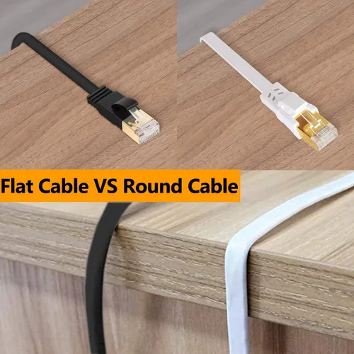 Miniatura 6 de Jadaol Cable Ethernet Cat 8 de 20 pies, cable de conexión LAN Cat8 plano de 40 Gbps 2000 MHz RJ45 S/FTP, cable de red Cat8 de alta velocidad