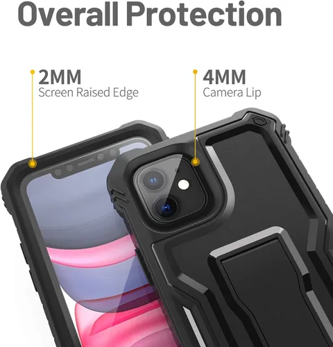 Miniatura 2 de FITO Funda compatible con iPhone 11, doble capa a prueba de golpes, resistente con protector de pantalla para iPhone 11 y iPhone XR de 6.1 pulgadas