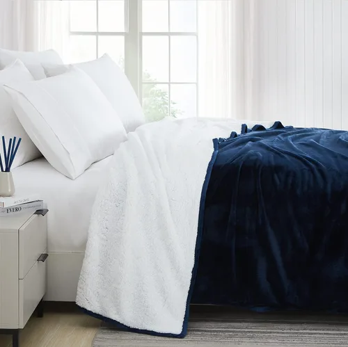 Miniatura 2 de Southshore Fine Living, Inc. Manta de forro polar Sherpa azul, acogedora manta de forro polar para sofá o cama, mantas y mantas de viaje
