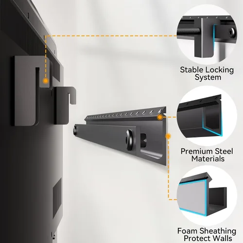 Miniatura 6 de Soporte de pared para TV sin tachuelas, soporte de pared de yeso para TV de 22 a 55 pulgadas, colgador de TV de perfil bajo con carga máxima de 100