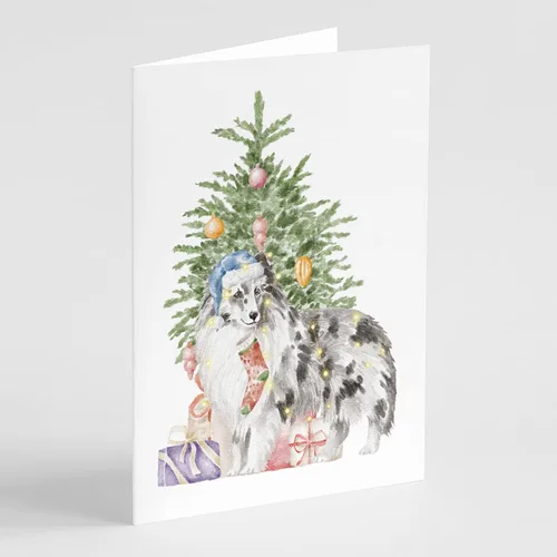Miniatura 14 de Caroline's Treasures CK8213GCA7P Bulldog, Bulldog Inglés #2 - Tarjetas de felicitación y sobres de árbol de Navidad, paquete de 8 tarjetas en blanco