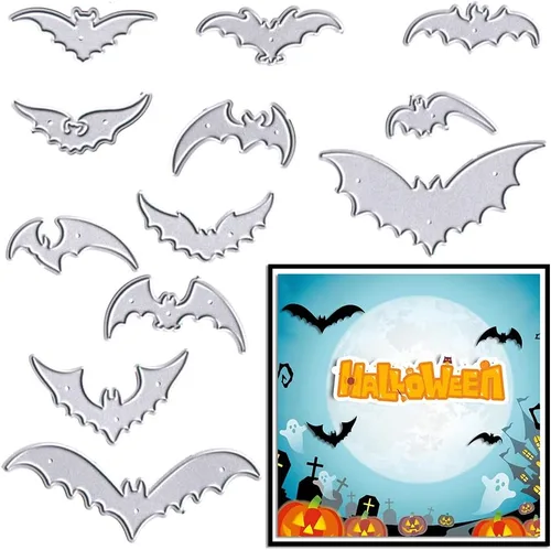 Miniatura 8 de Juego de troqueles de momia de Halloween para hacer tarjetas, juegos de troqueles de corte de murciélagos de Halloween, 31 de octubre, plantillas