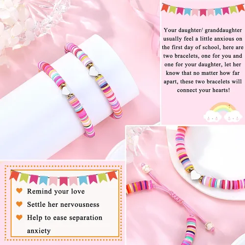Miniatura 4 de ORISPRE First Day of KindergartenPre KSchool Mother Daughter Bracelets Matching Heart Wish Bracelet Set for 2 Gifts
