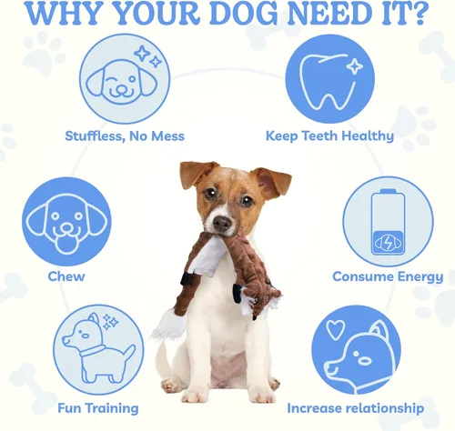 Miniatura 5 de SHARLOVY Paquete de 5 juguetes chirriantes para perros, juguetes de peluche de burbujas para dentición para cachorros, juguetes para perros
