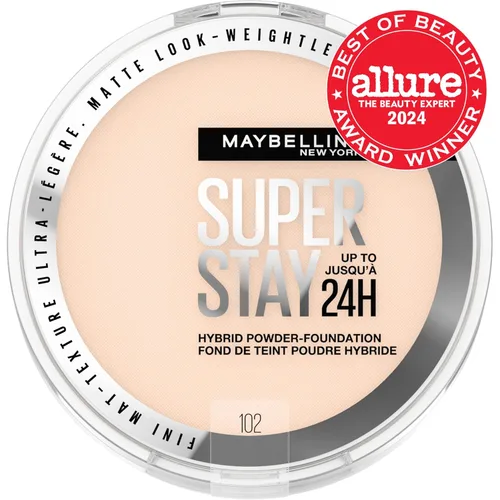 Miniatura 2 de Maybelline Super Stay Up - Base híbrida en polvo hasta 24 horas, maquillaje de cobertura media a completa, acabado mate, 102, 1 unidad