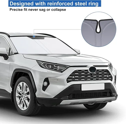 Miniatura 6 de Parasol para parabrisas de Toyota Rav4, accesorios 2019-2025, plegable con ajuste personalizado para ventana delantera, protector de visera de sol
