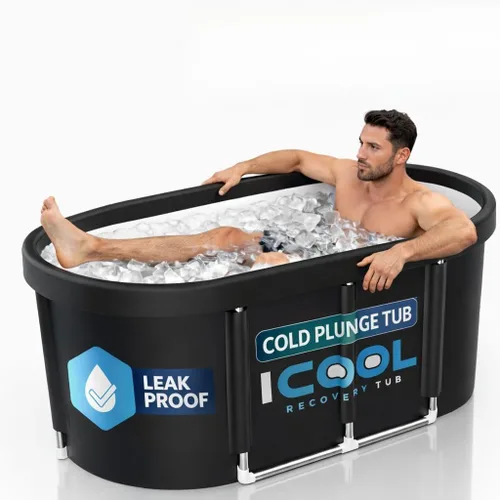 Bañera de hielo frío mejorada para el bienestar de los atletas, 130 galones XL grande, plegable e inflable bañera de inmersión en frío | 5 capas