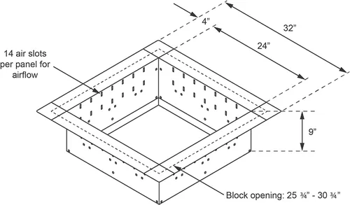 Miniatura 5 de Firebuggz Inserto de anillo de acero inoxidable resistente para exteriores - Inserto cuadrado de 24 pulgadas, brida exterior de 32 pulgadas, altura