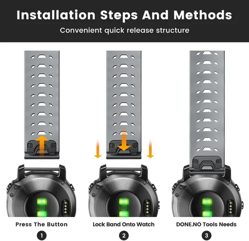 Miniatura 4 de Para Garmin Fenix 5/5 Plus, Fenix 6/6 Pro, Fenix 7, Forerunner 935/945, Instinct/Approach S62, repuesto de correa de reloj de silicona suave