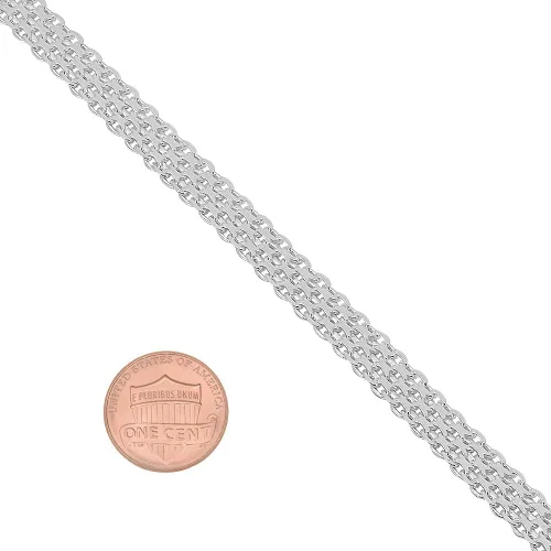 Miniatura 2 de 5.3mm Solid .925 Sterling Silver Flat Bismark Chain Bracelet