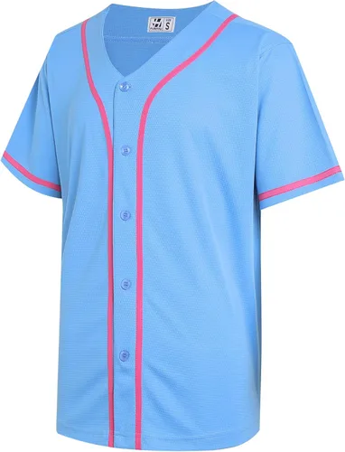 Miniatura 33 de Pullonsy Camiseta de béisbol en blanco para hombres y mujeres, camisas de manga corta con botones completos, hip hop, hipster, uniformes deportivos