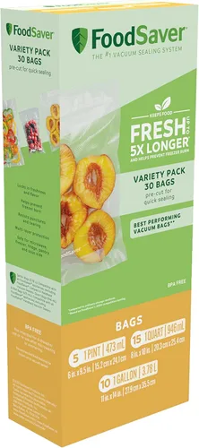 Miniatura 10 de FoodSaver Bolsas de Sellado al Vacío Precortadas de Pinta, Bolsas de Almacenamiento al Vacío de Fácil Uso, Alinear para Sellar y Rasgar para Abrir