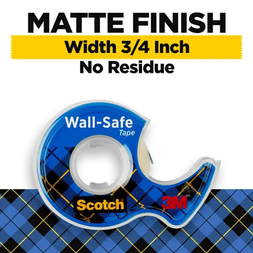 Miniatura 2 de Scotch Cinta segura para pared, 1 rollo dispensador, cinta extraíble segura para pared, para colgar fotos, arte, decoración, 3/4 pulgadas x 650
