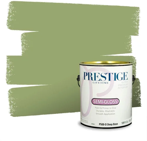 Miniatura 6 de Prestige Paints - Pintura exterior e imprimación en uno, 1 galón, plano, compatibilidad comparable con el color menta «Whipped Mint» de Behr