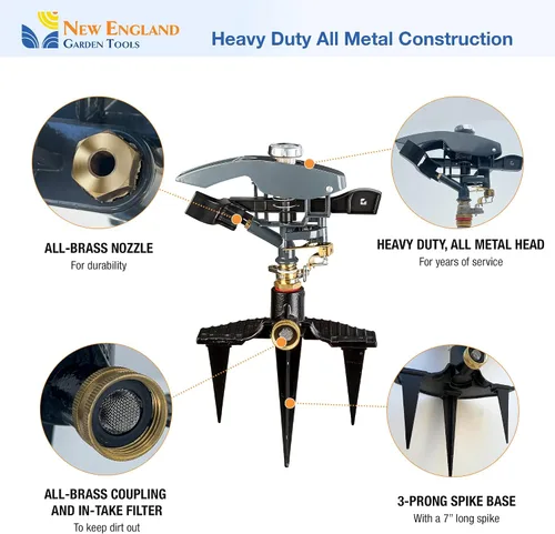 Miniatura 3 de Rociador pulsante de impacto resistente 300004, potente alcance de chorro de 80 pies de diámetro, control de rango de 360° para cubrir hasta 5,000