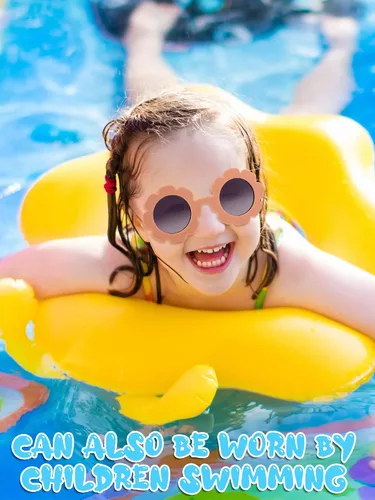 Miniatura 5 de Dunzy 16 pares de lentes de sol para niños, diseño de flores, lindos lentes de sol redondos para niñas y niños pequeños, fiesta en la playa, de 3 a