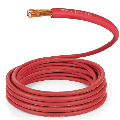 TEMCo 1 Gauge AWG 25 pies rojo Cable de soldadura de cobre puro flexible fabricado en EE. UU. para batería - Uso pesado para solar, inversor,