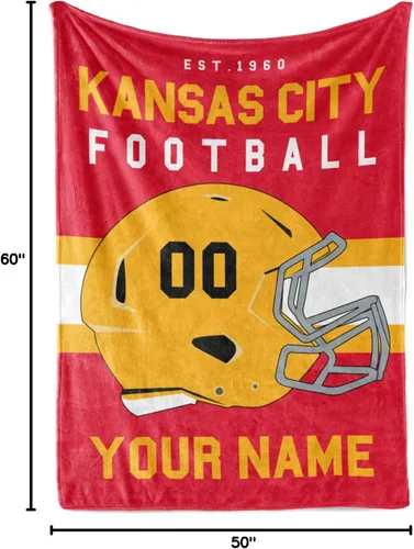 Miniatura 205 de Manta personalizada para fanáticos del fútbol americano – Se envía al día siguiente – Hecha en Estados Unidos – Manta de vellón personalizada