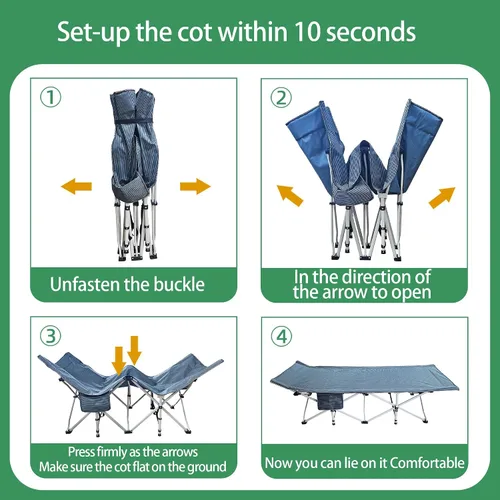 Miniatura 7 de Catre de camping de 79 pulgadas de largo x 32 pulgadas de ancho x 18 pulgadas de alto con cómodo colchón para adultos, catres XXL de gran