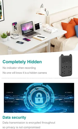 Miniatura 3 de Cámara con cargador USB, cámara pequeña WiFi, mini cámara inalámbrica nanny Full HD 2K, gran angular de 120° para seguridad interior discreta