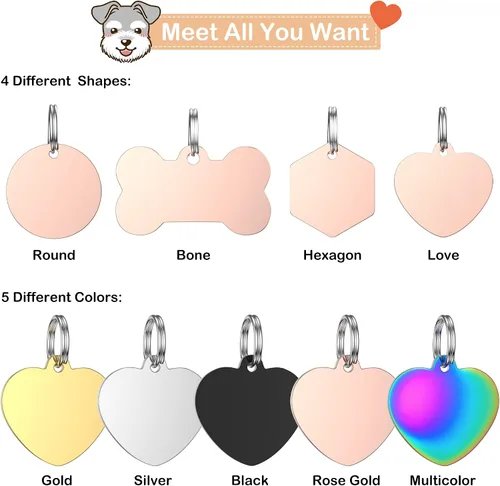Miniatura 3 de Etiquetas de perro de acero inoxidable para mascotas, etiquetas grabadas de doble cara para perros y gatos, etiqueta de identificación personalizada