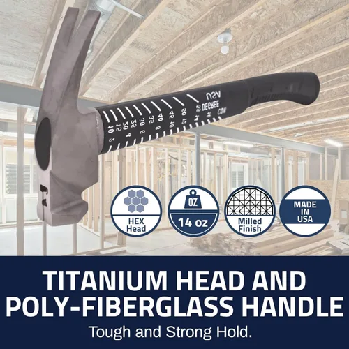 Miniatura 6 de Boss Hammer Martillo de Titanio Ti64 de Grado de Construcción de 14 oz con Mango de Fibra de Vidrio Tough-Fiber que Absorbe Impactos - Agarre