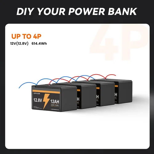 Miniatura 9 de LiFePO4 - Batería de fosfato de hierro y litio de 12 V y 12 Ah, paquete de energía compacto de ciclo profundo con BMS integrado, más de 3000 ciclos