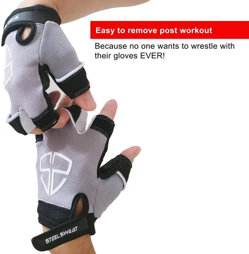 Miniatura 9 de Steel Sweat Guantes de entrenamiento, ideales para gimnasio, levantamiento de pesas, fitness, entrenamiento y crossfit, hechos para hombres