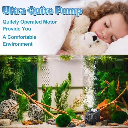 Miniatura 3 de Paquete de 2 bombas sumergibles de fuente de 15 W 220 GPH con 12 luces LED de color, bomba de fuente pequeña con 4 boquillas de pulverización