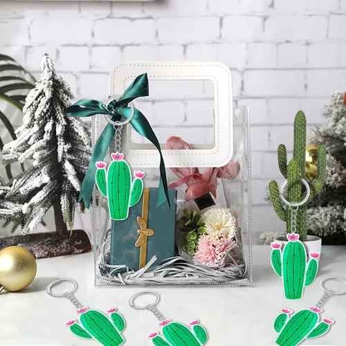 Miniatura 4 de Paquete de 24 llaveros de cactus para fiesta de Acción de Gracias, baby shower, cumpleaños, boda, bolsas de regalos, relleno de calcetines