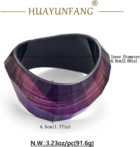 Miniatura 6 de Pulsera de resina acrílica de moda para mujer, gruesa y transparente, con placa moteada de acetato