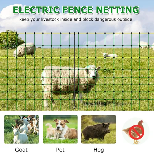 Miniatura 5 de Red eléctrica para cerdo, 42.5 pulgadas de alto x 164 pies de largo, valla portátil de doble punta para cerdo, perros, ciervos, cabras, utilizada
