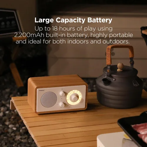 Miniatura 5 de mooas Radio de carga inalámbrica con esfera clásica, altavoz Bluetooth retro (negro), cargador inalámbrico máximo de 10 W, radio FM, modo SD/Aux
