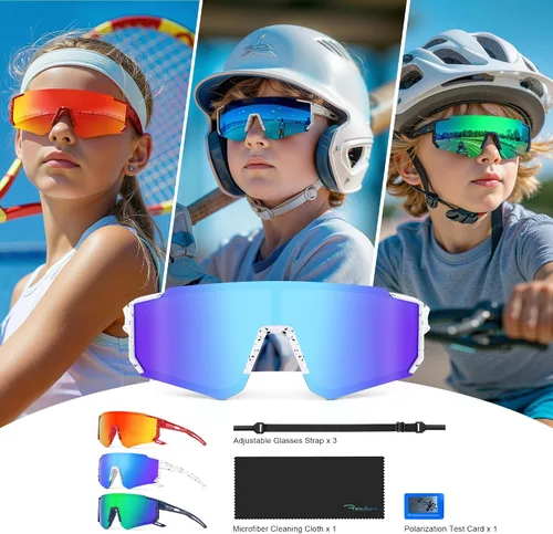 Miniatura 9 de Fanshen Kids Baseball Sunglasses Youth - Sports Polarized Sunglasses Softball Cycling for Boys Girls Ages 3-12 UV Protection