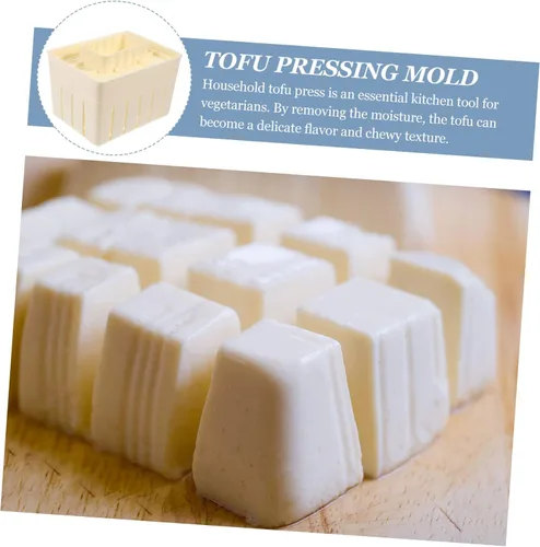 Miniatura 8 de Molde y prensa de tofu de 5.11 x 3.93 x 3.54 pulgadas, color amarillo claro, para hacer tofu de plástico apto para lavavajillas, prensa de cuajada