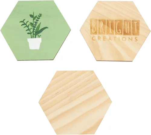 Miniatura 7 de Paquete de 15 recortes hexagonales de madera sin terminar para manualidades, 1/4 pulgadas de grosor para quemar madera, grabado (3.27 x 4.88 x 5.91)
