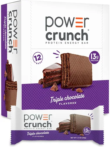 Barritas de gofre de proteína Power Crunch, snacks altos en proteínas con delicioso sabor, triple chocolate, 1,4 onzas (12 unidades)