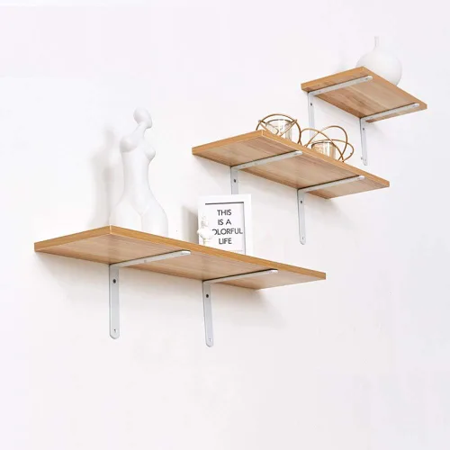 Miniatura 2 de Soportes para estantes de color blanco, 4 pulgadas, 6 pulgadas, 8 pulgadas, 10 pulgadas, soporte de estante de metal, grosor de 0.157 in, ángulo