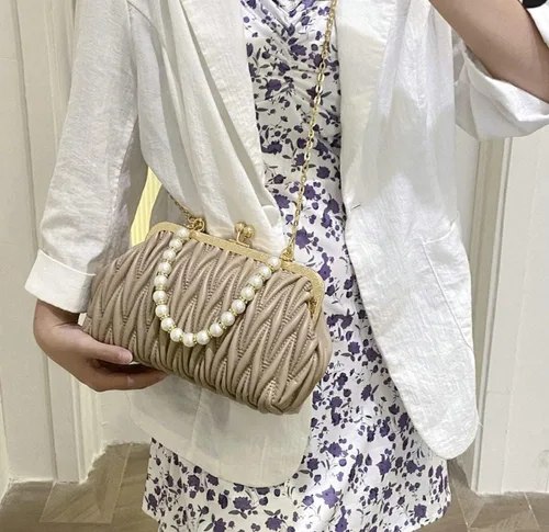 Miniatura 3 de Solyinne Bolso de mano para mujer, bolso de noche con perlas, sobre para noche, novia, boda, fiesta, club, bolsos cruzados