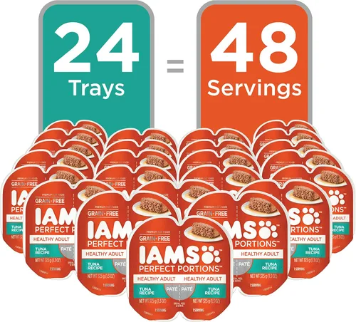 Miniatura 2 de IAMS porciones perfectas - cortes en salsas y patés, alimentos húmedos para gatos adultos sin granos (24 paquetes dobles)., Pate
