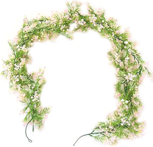 Miniatura 11 de Gypsophila - Guirnalda de flores artificiales de 5.5 pies, flores de imitación de aliento de bebé, vid de tacto real para colgar en el arco de boda
