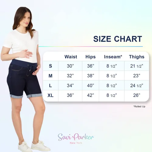 Miniatura 6 de Women's Maternity Shorts Double Roll Cuff - Mom Comfy Activewear, Pregnancy Clothes for Summer, BCI Certified