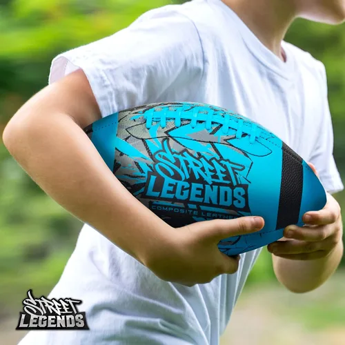 Miniatura 4 de Street Legends Fútbol Americano Juvenil, Balón de Fútbol Americano de Cuero Compuesto con Estampado de Grafiti Talla 8 - Incluye Bomba, Hecho