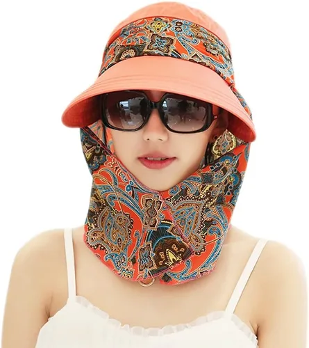 Miniatura 8 de Sombrero de sol plegable multifuncional con protección solar UPF 50+ para mujer, impermeable, transpirable, cuello facial