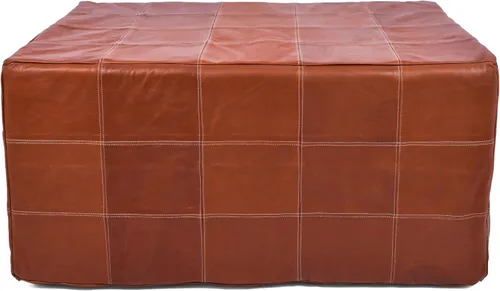Miniatura 18 de Marrakesh Gallery - Funda de puf marroquí, otomana redonda y grande de piel, decoración bohemia para sala de estar, reposapies, sin relleno