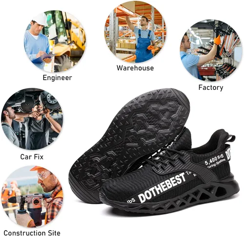 Miniatura 7 de Furuian - Tenis con punta de acero para hombres y mujeres, zapatos de seguridad ligeros, cómodos, a prueba de pinchazos, zapatos de trabajo