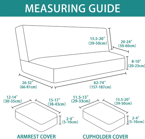Miniatura 2 de LiveGo Funda para futón, 4 piezas, elásticas, para futón, sofá cama, con reposabrazos extraíbles y portavasos, protector de muebles, tela jacquard